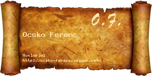 Ocsko Ferenc névjegykártya